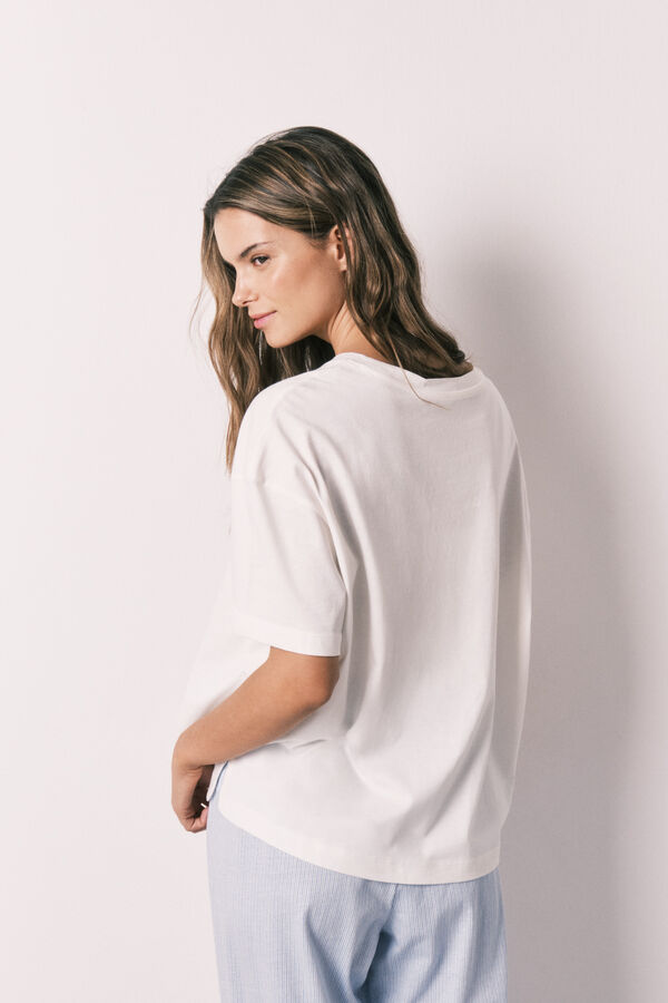 Women Secret White short-sleeved t-shirt, 100% cotton