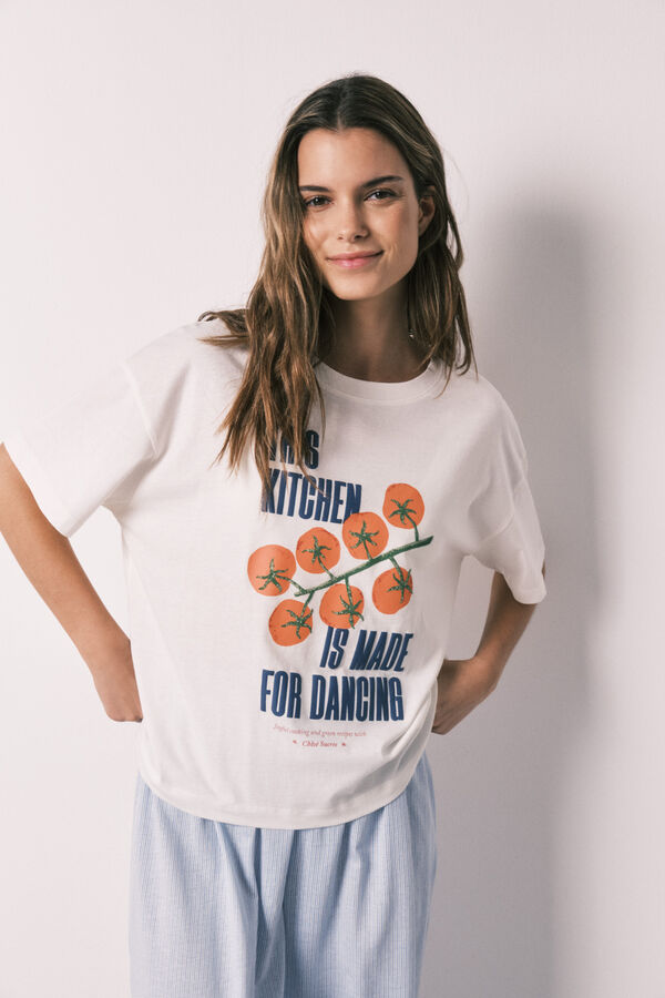 Women Secret White short-sleeved t-shirt, 100% cotton