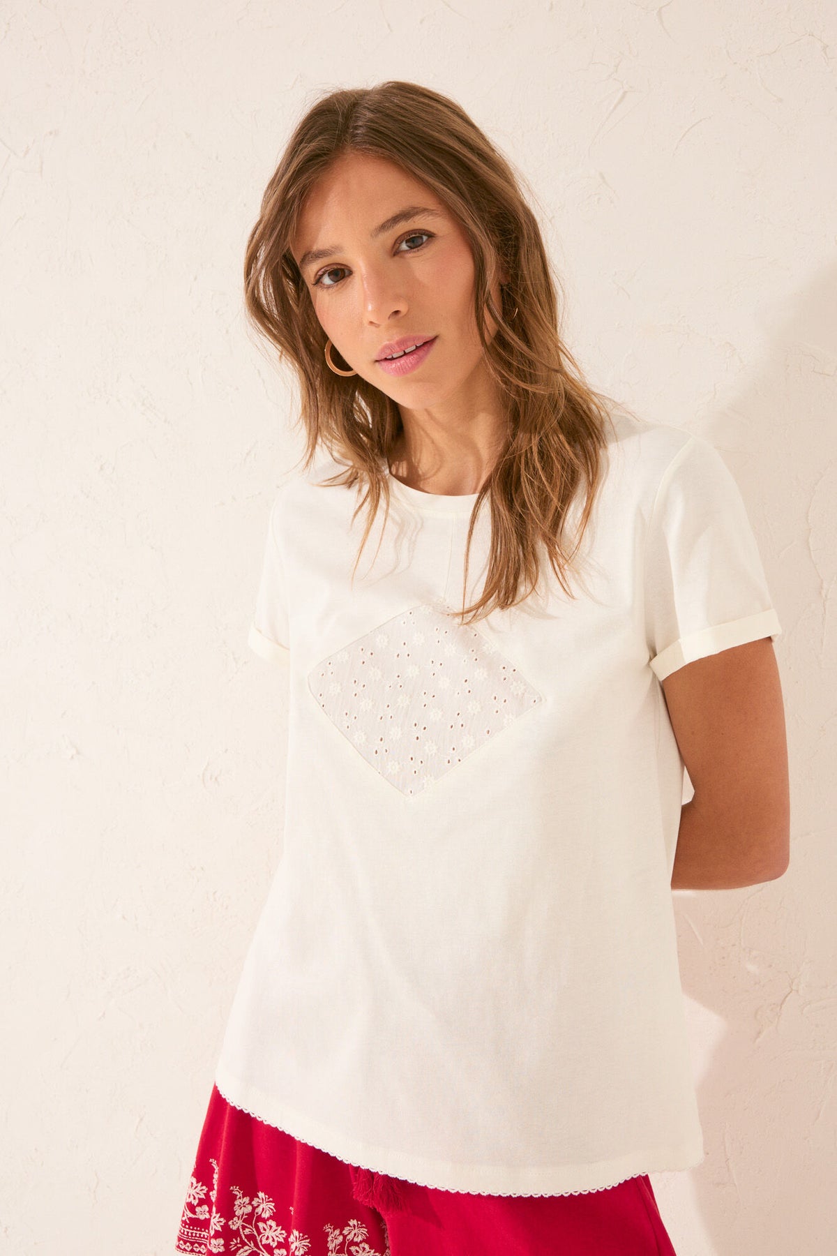 Women Secret Embroidered Cotton T-Shirt