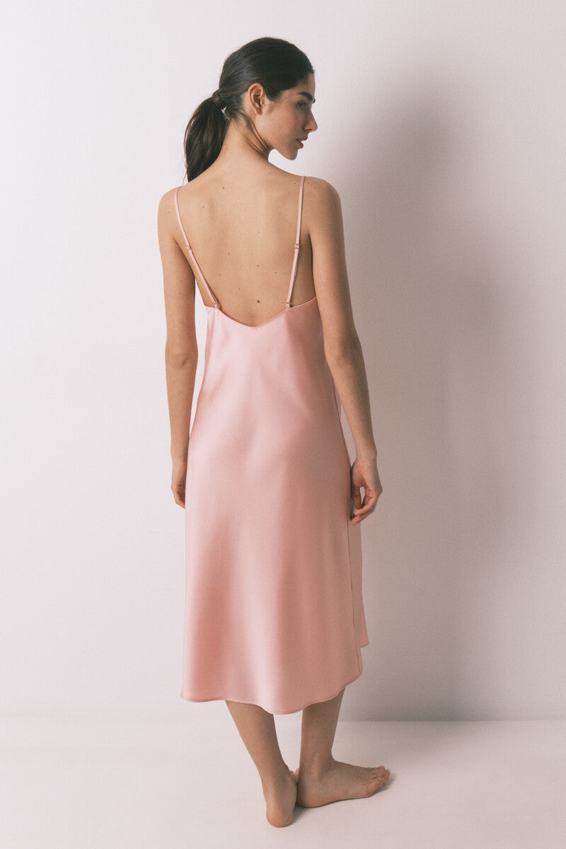 Women Secret satin and lace midi nightgown
