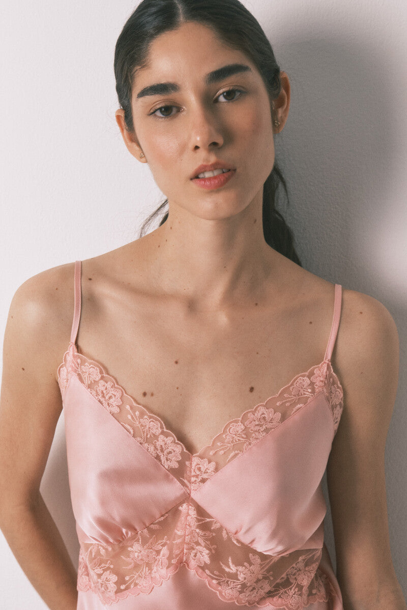 Women Secret satin and lace midi nightgown