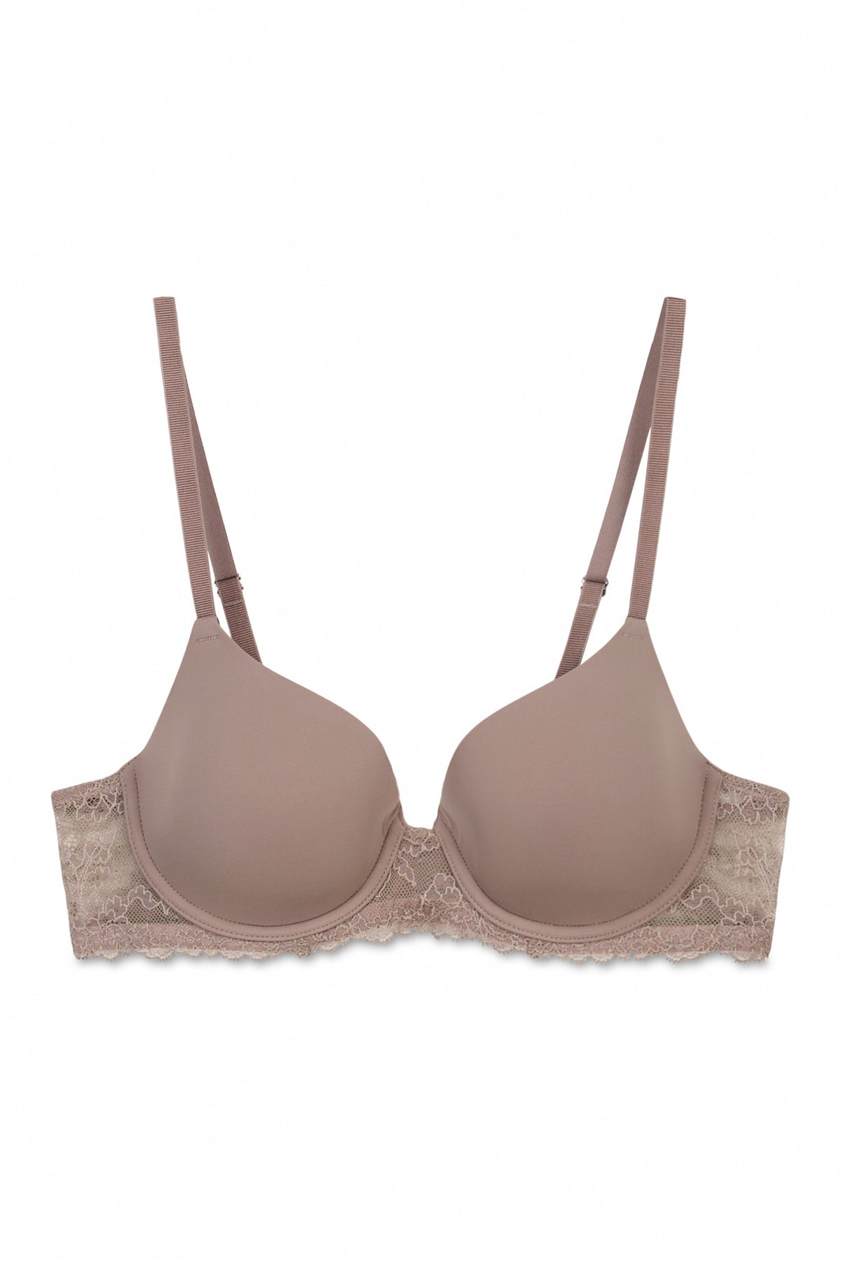 Beige microfibre and lace classic bra BEAUTIFUL