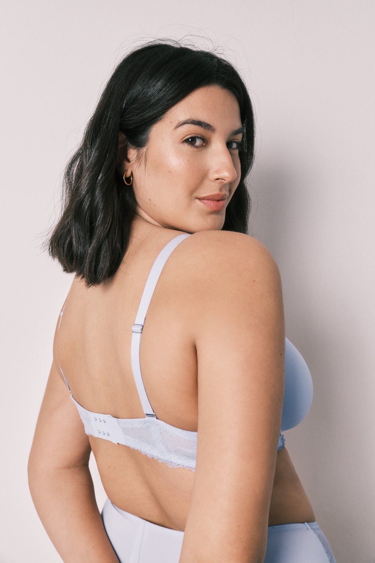 Blue microfibre and lace classic bra BEAUTIFUL