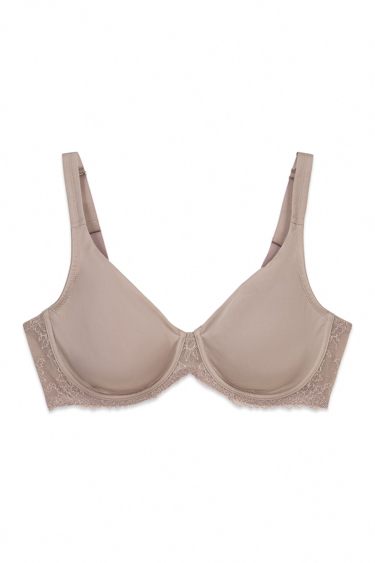 Beige microfibre and lace minimiser bra REAL