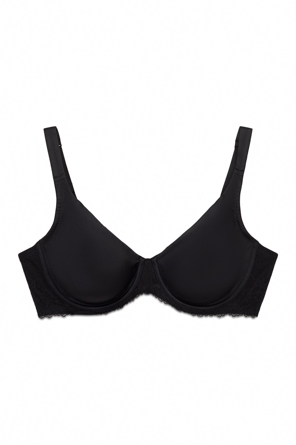Black microfibre and lace minimiser bra REAL