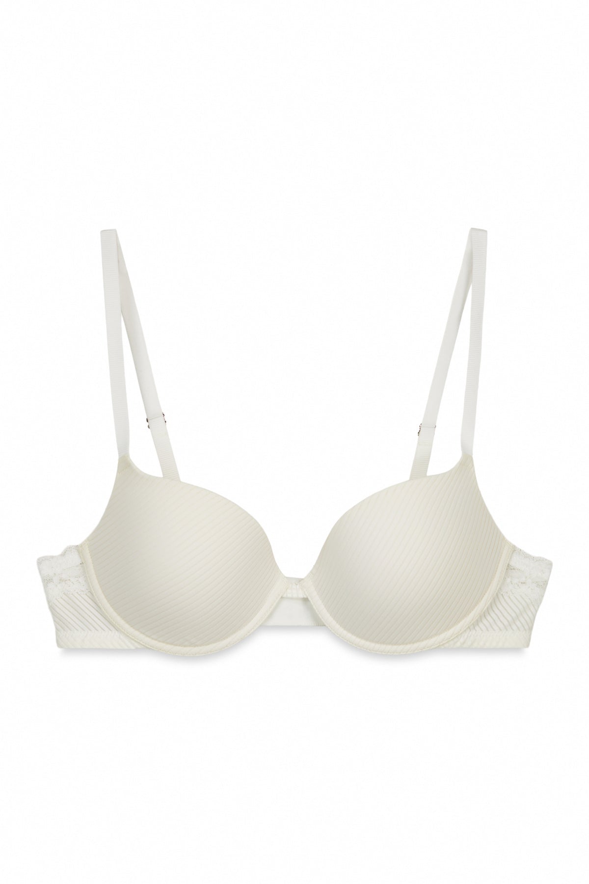 White microfibre classic striped bra BEAUTIFUL