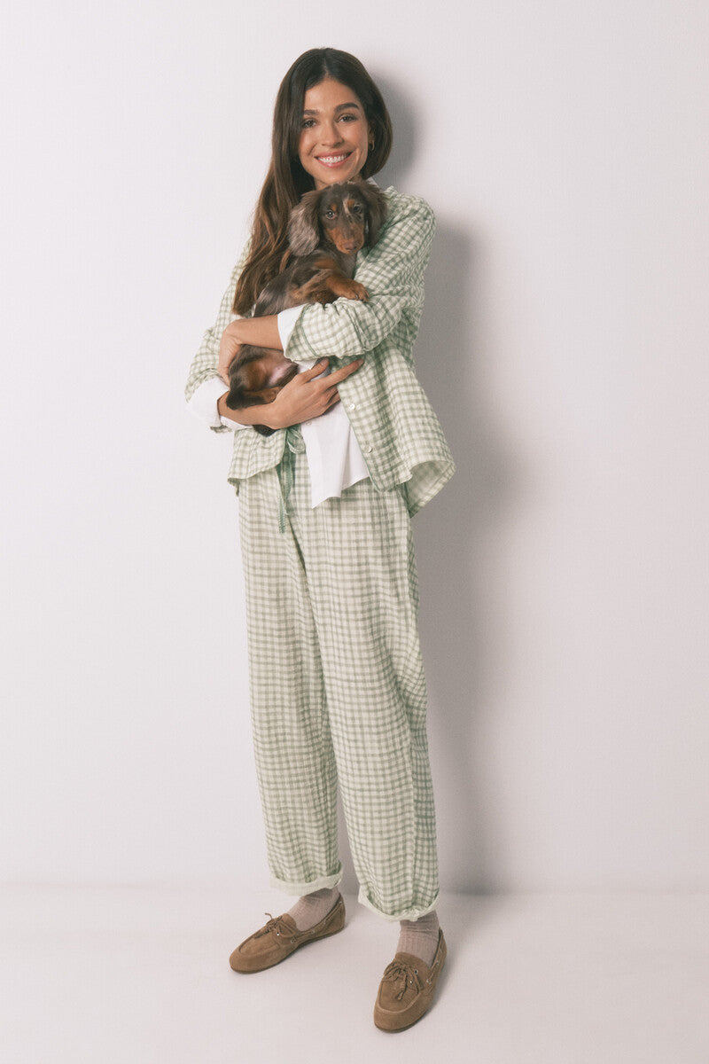 Women Secret Plaid 100% cotton classic long pyjamas
