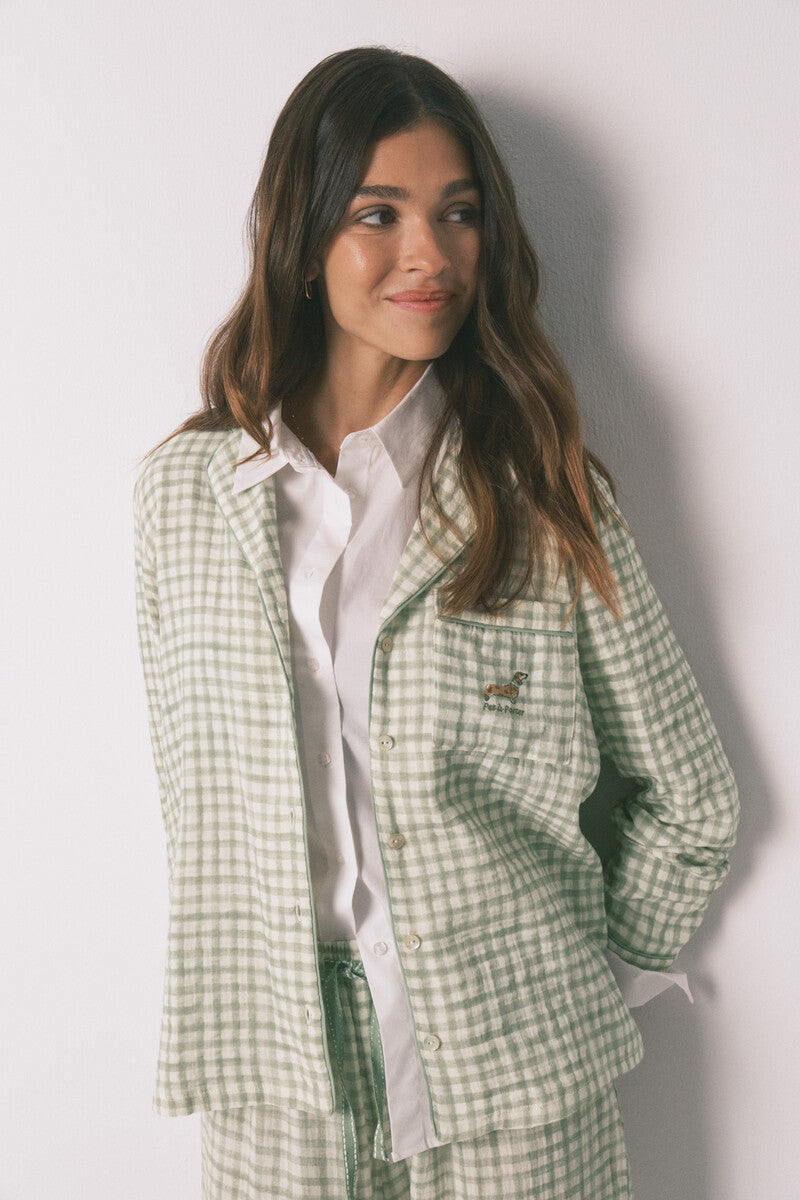 Women Secret Plaid 100% cotton classic long pyjamas