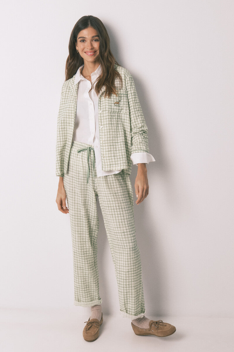 Women Secret Plaid 100% cotton classic long pyjamas