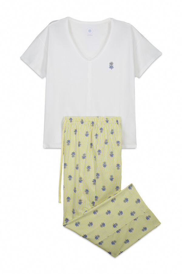 Women Secret Capri white cotton pajamas