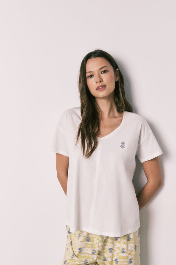 Women Secret Capri white cotton pajamas