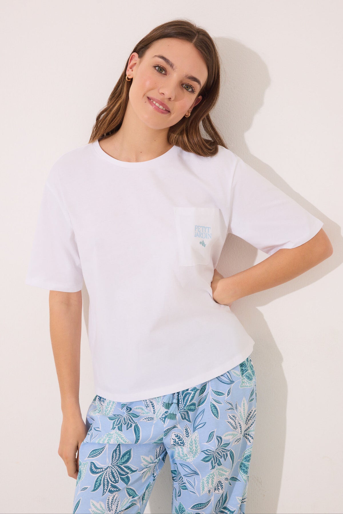 Women Secret Floral Print Cotton Capri Pyjamas