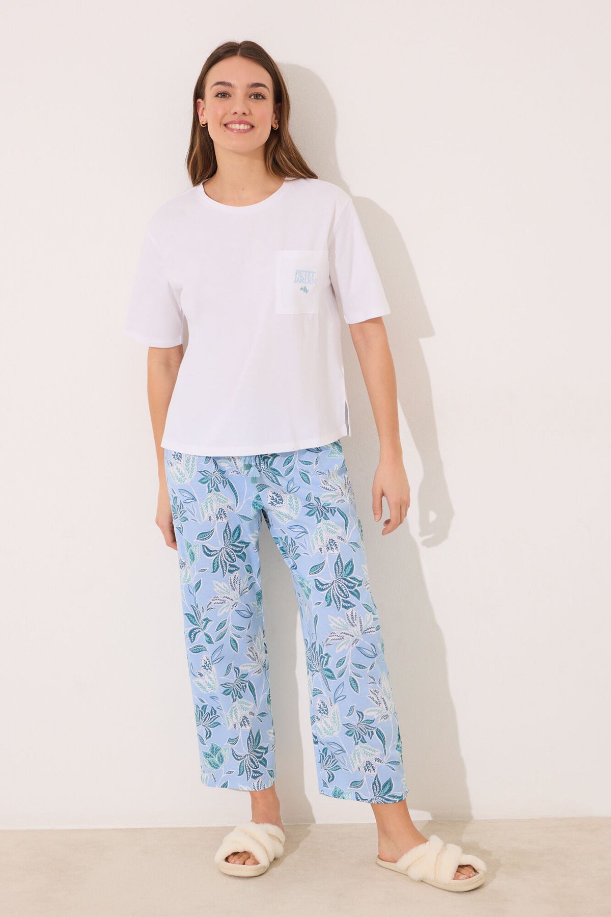 Women Secret Floral Print Cotton Capri Pyjamas