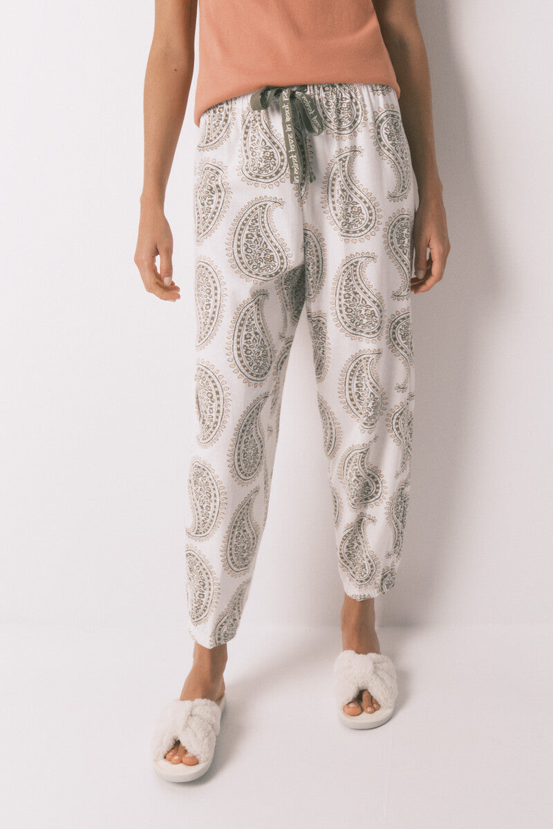 Women Secret Paisley 100% cotton long trousers