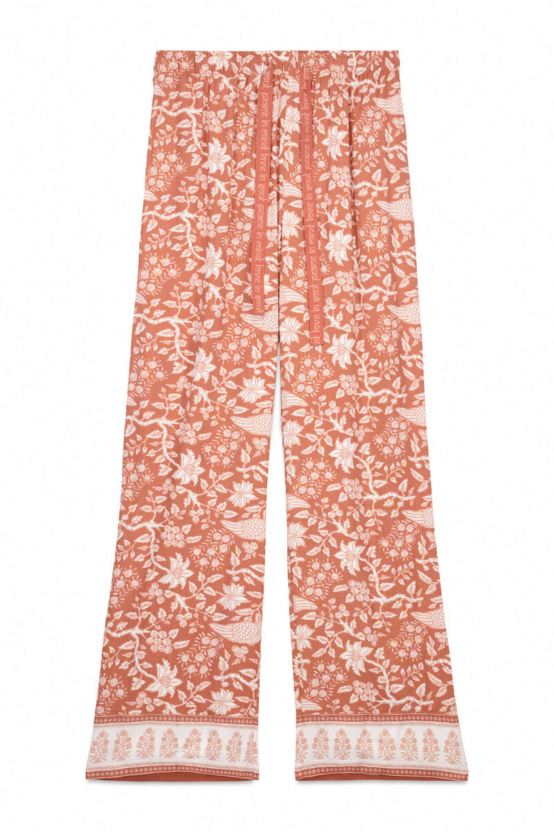 Women Secret Orange floral viscose long trousers