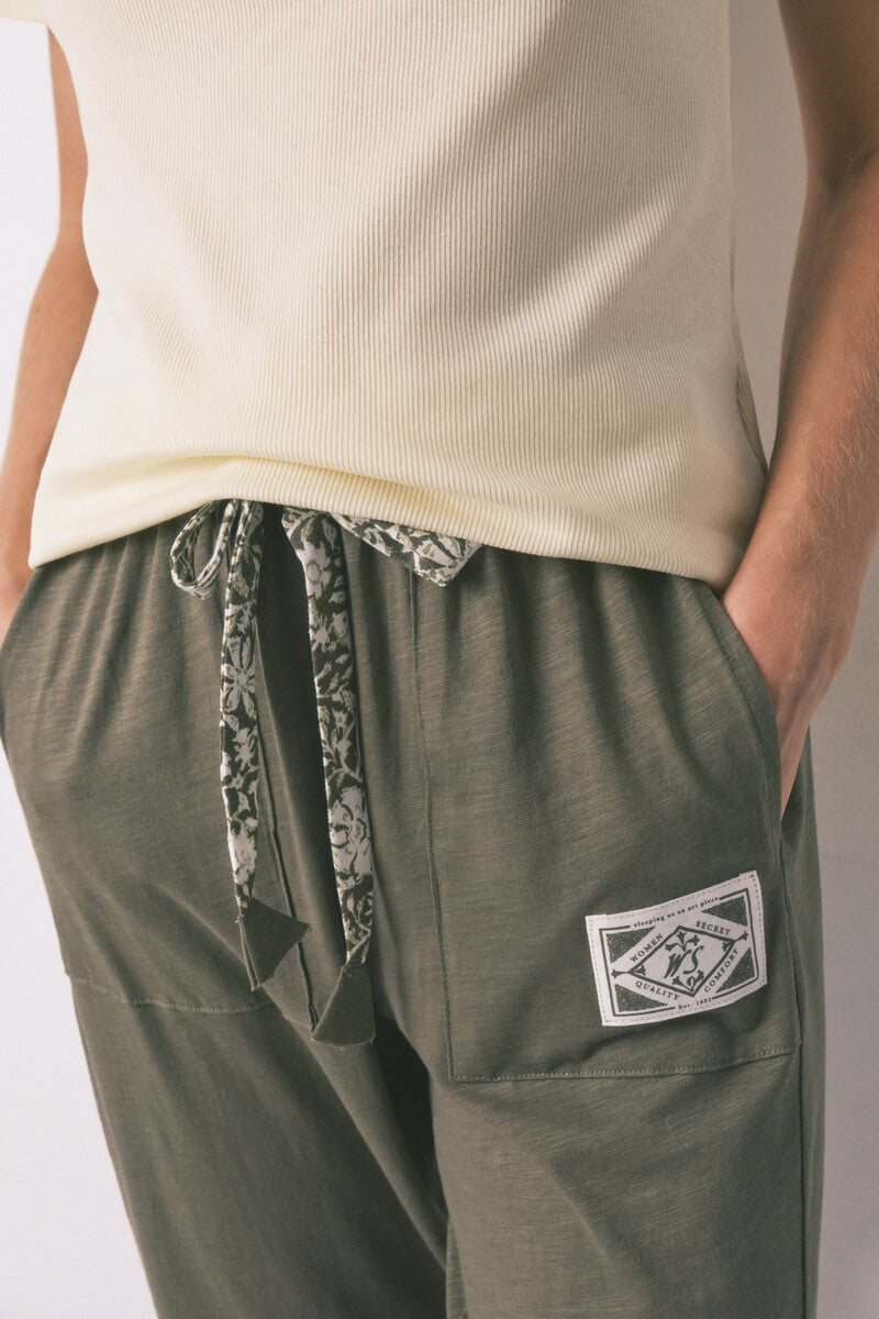 Women Secret Long green cotton trousers
