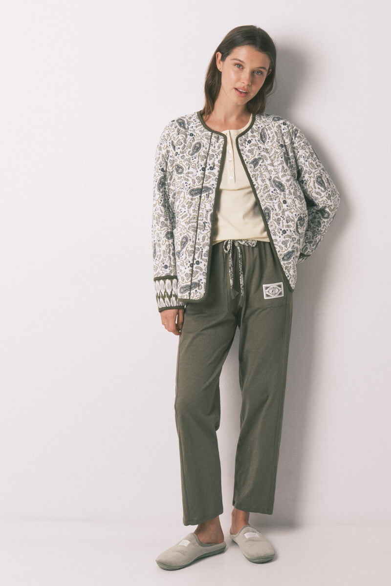 Women Secret Long green cotton trousers