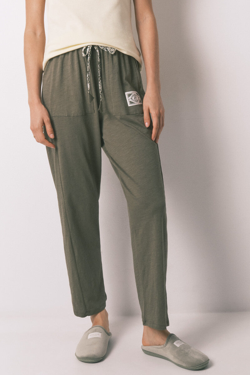 Women Secret Long green cotton trousers