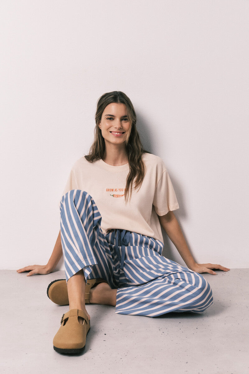 Women Secret Viscose long trousers with striped print