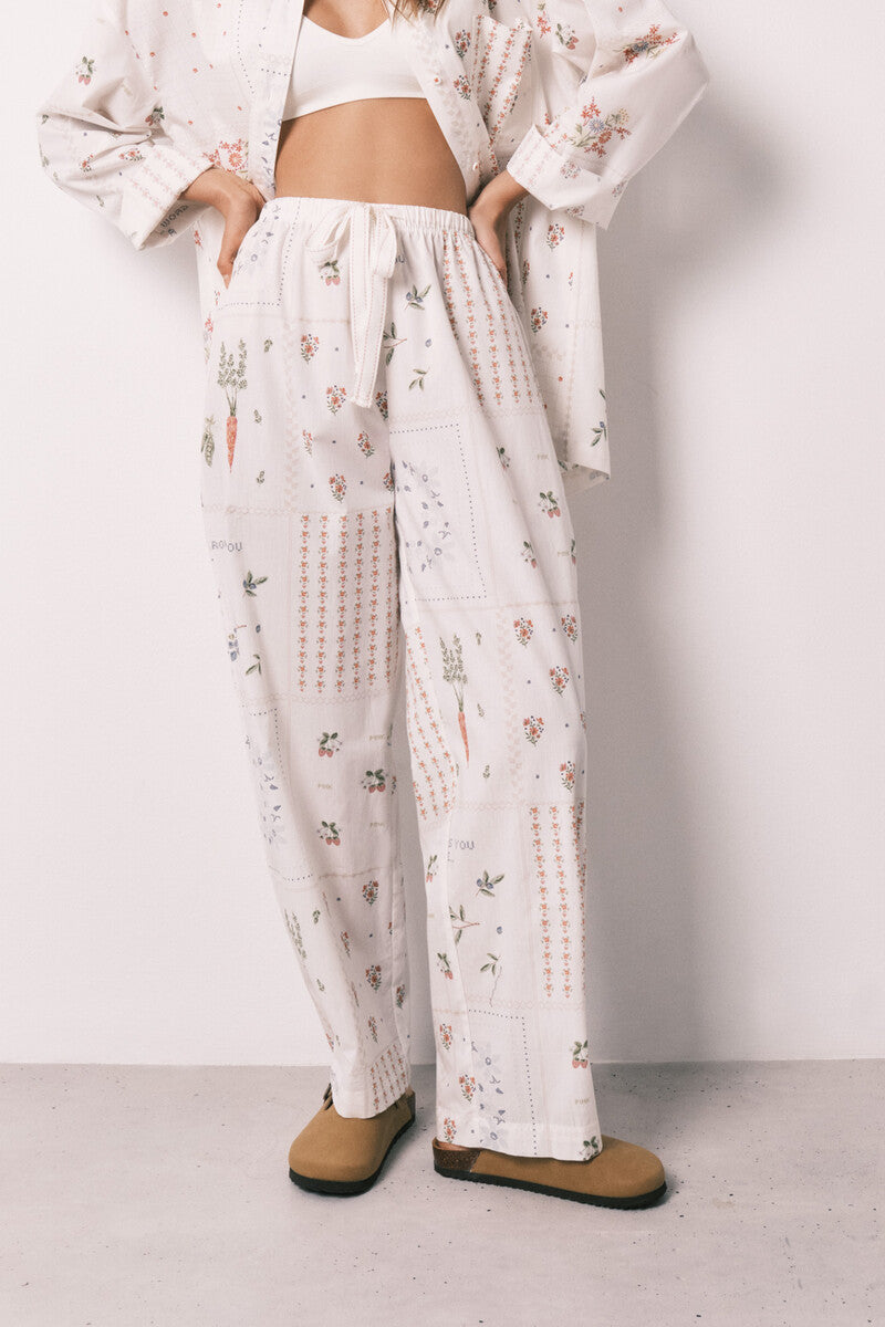 Women Secret Floral print 100% cotton long trousers