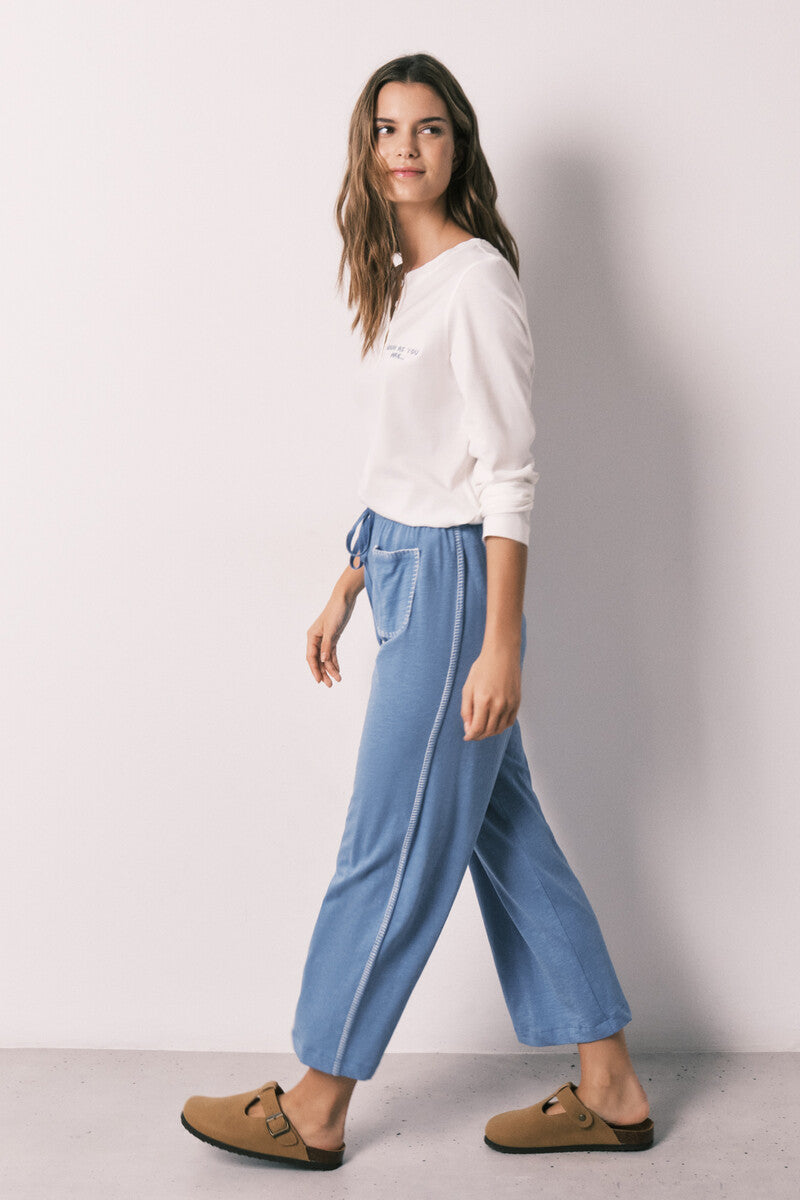 Women Secret Capri pants, 100% cotton, blue