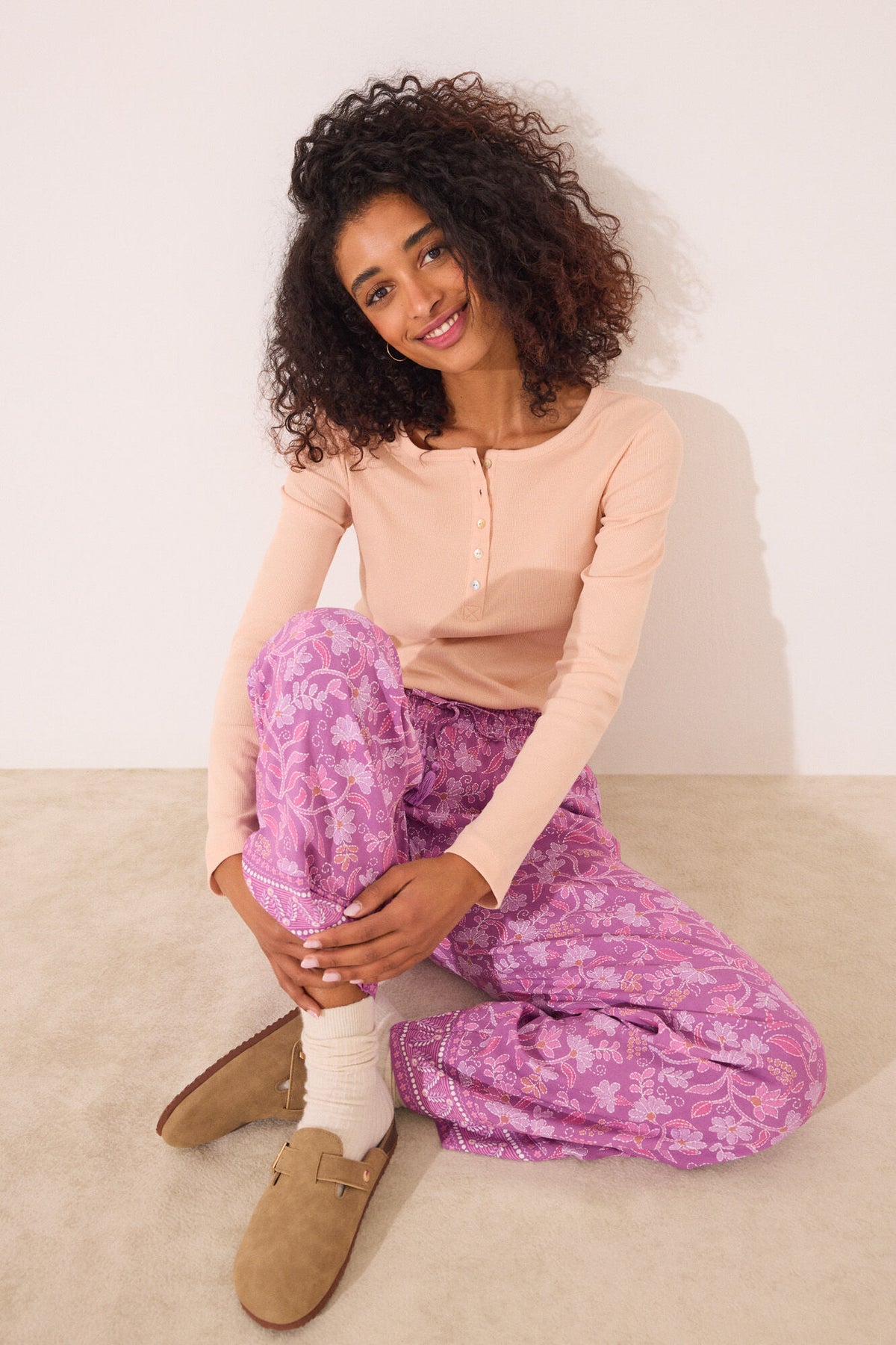 Women Secret Boho Floral Viscose Trousers