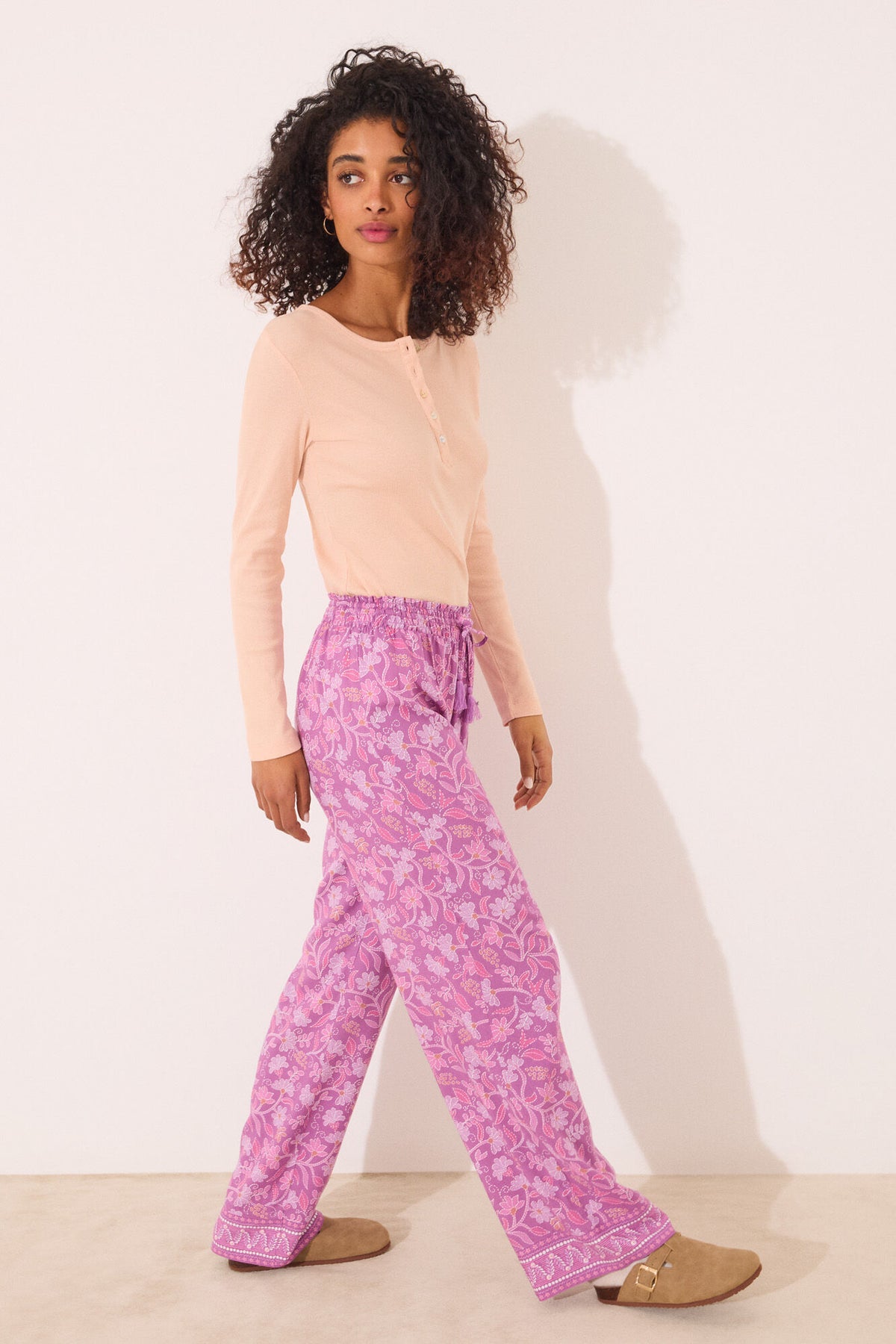 Women Secret Boho Floral Viscose Trousers