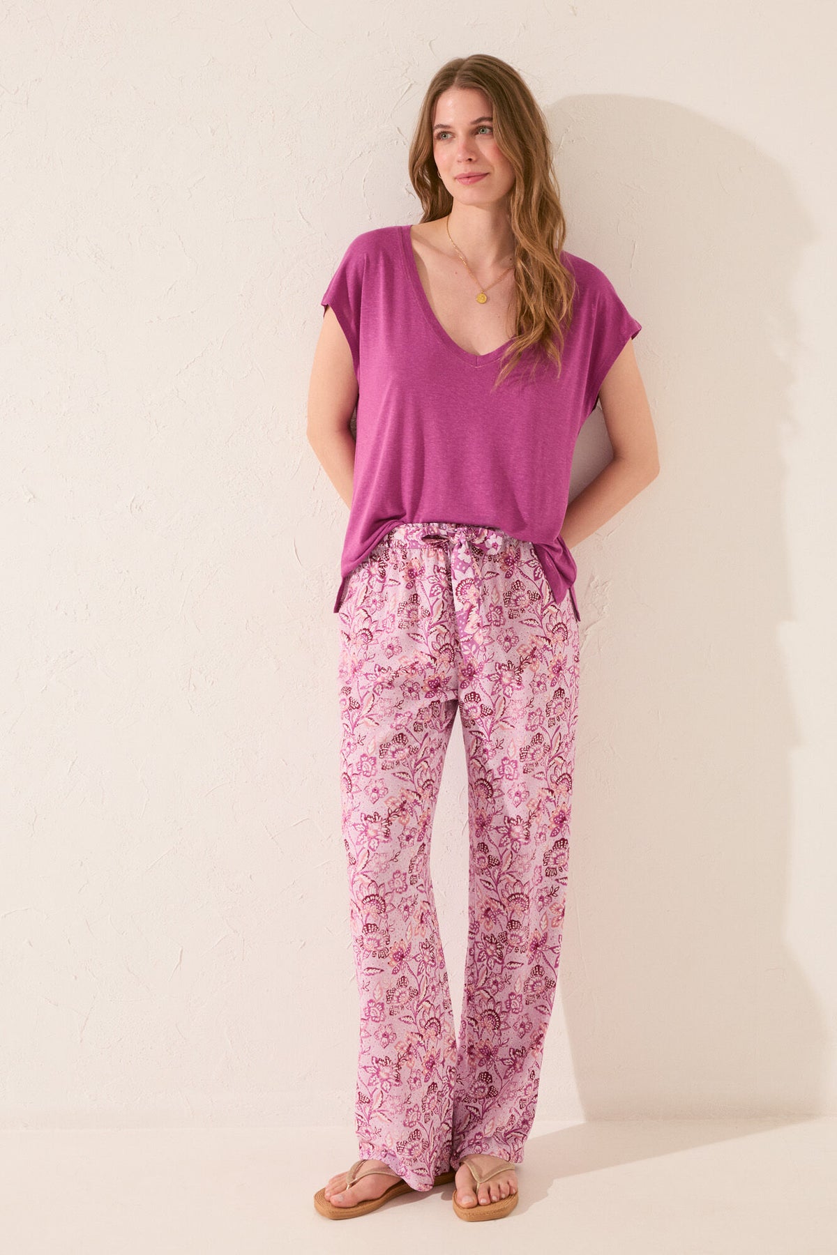 Women Secret Printed Viscose Long Trousers