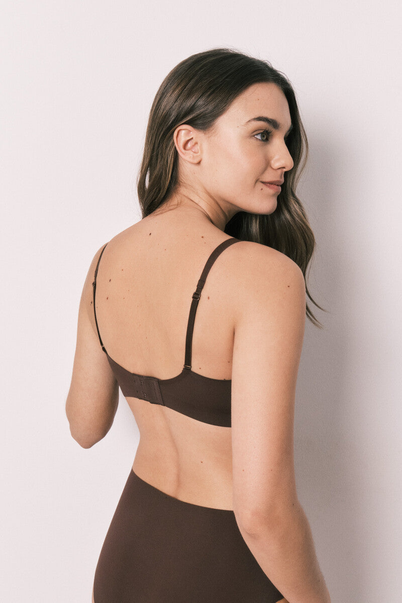 Women Secret Brown clean cut plain halter top