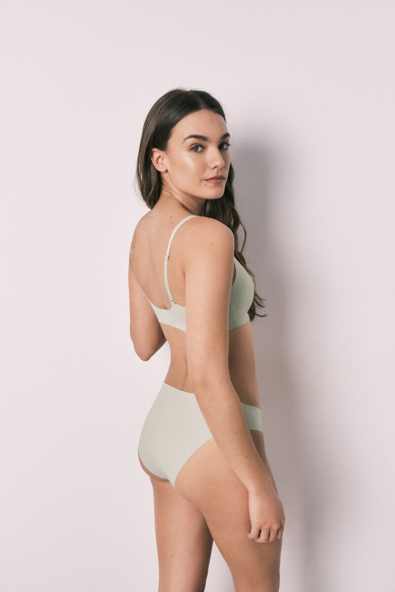 Women Secret Green clean cut plain halter top