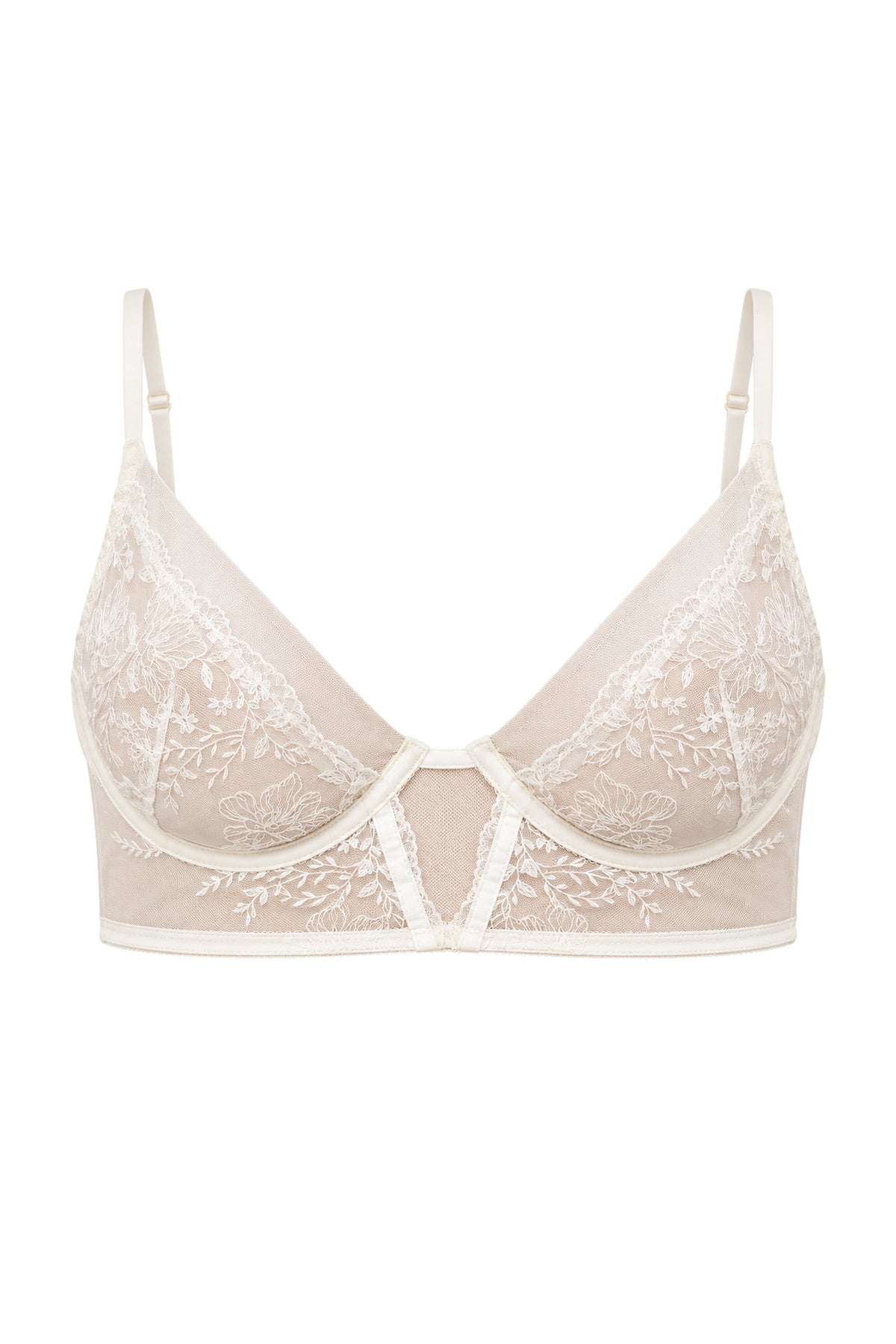 White tulle and lace classic bra PRETTY