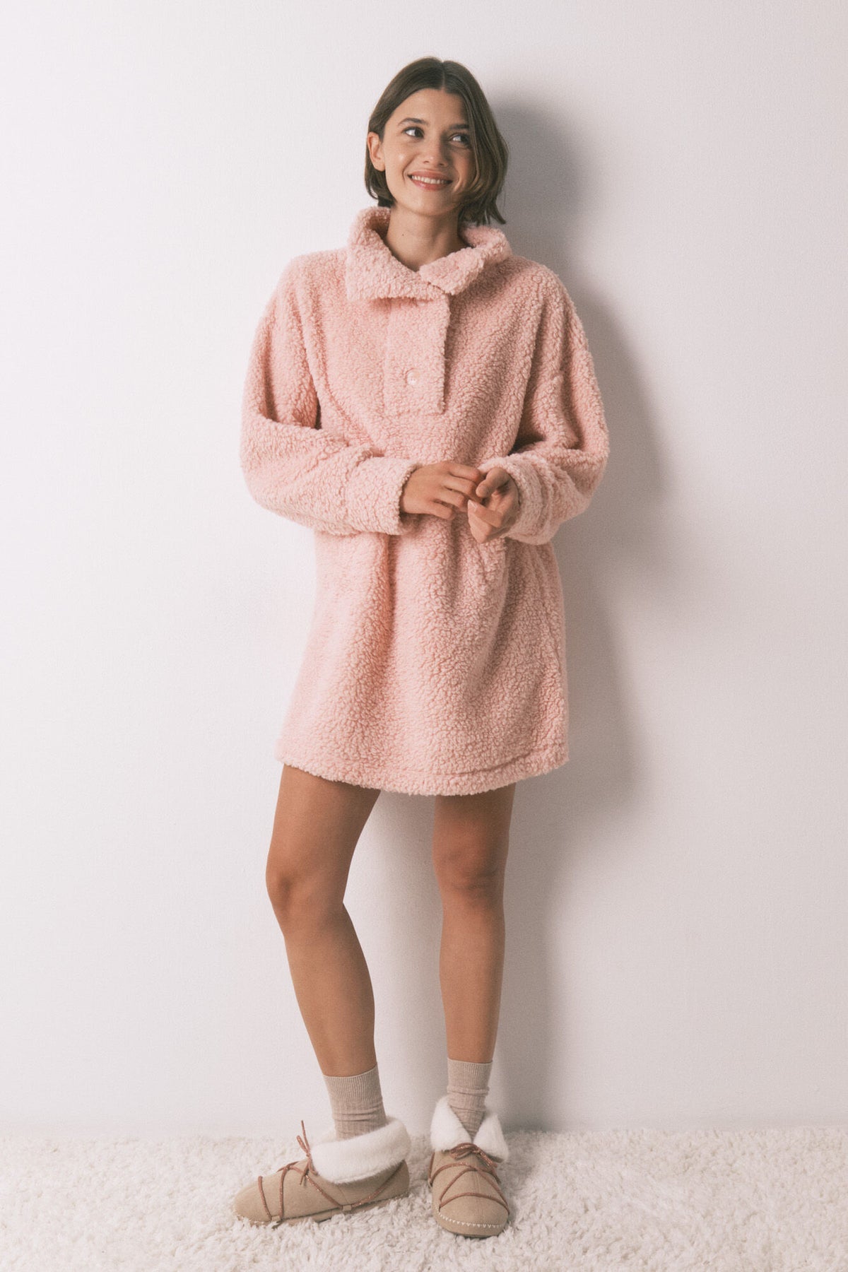 Women Secret Faux Shearling Midi Robe