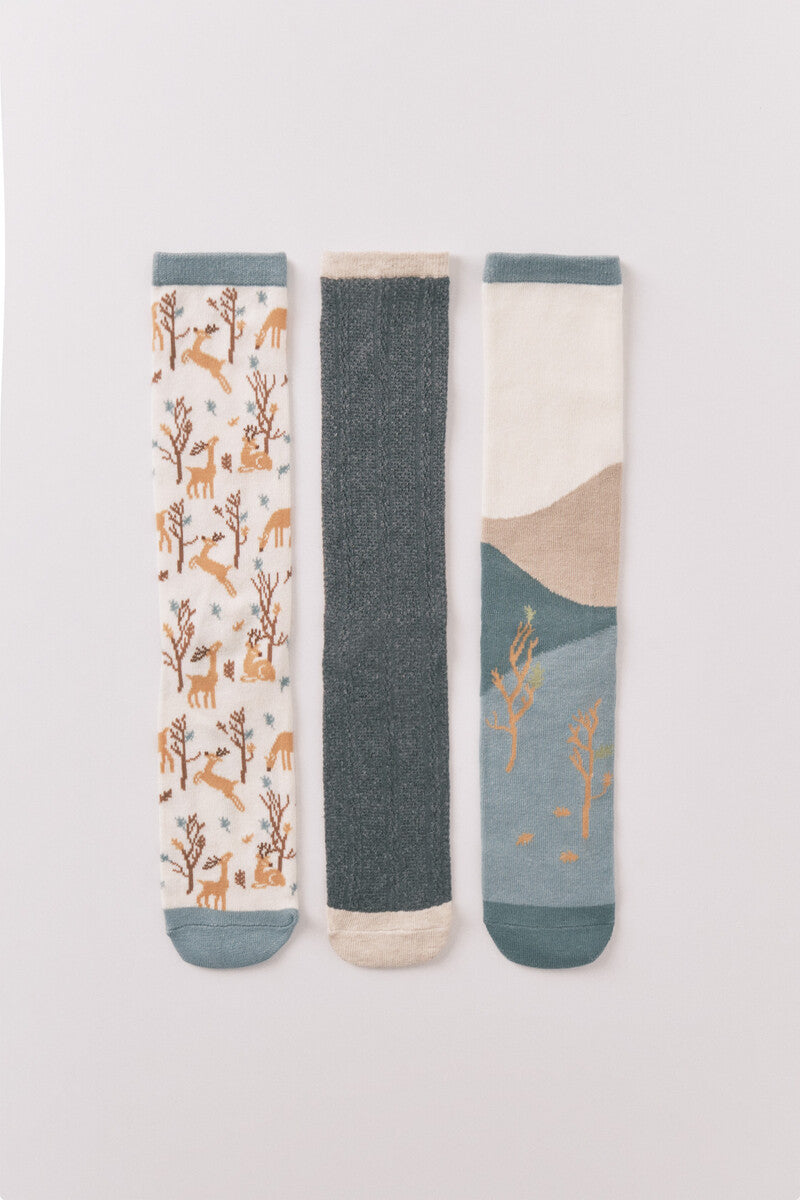 Women Secret Pack of 3 long pine tree socks