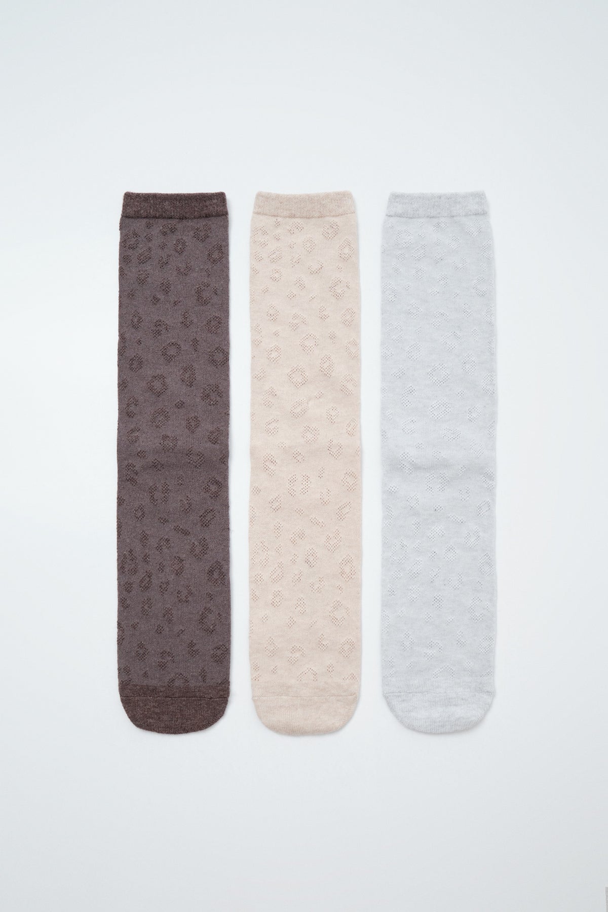 Brown animal print 3 pack long socks