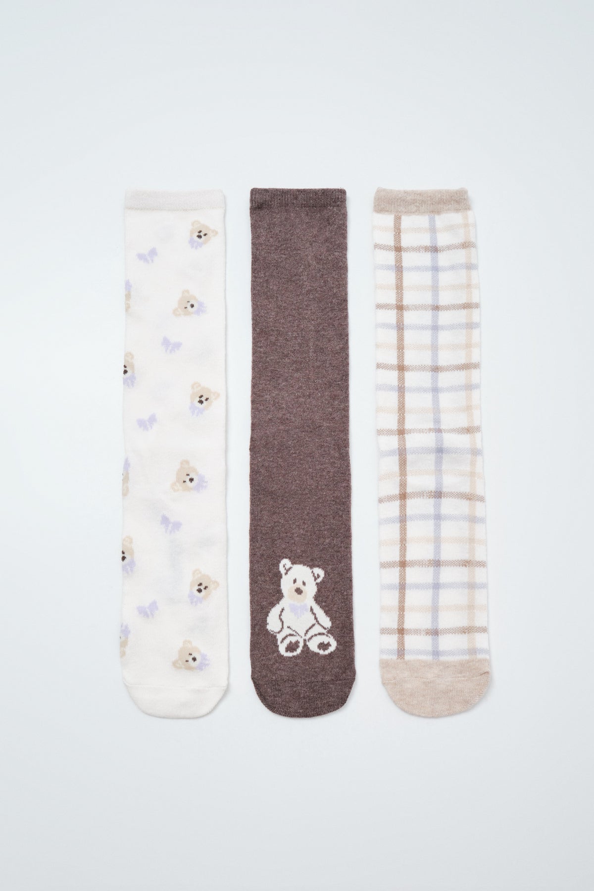 Pack of 3 long bear print socks