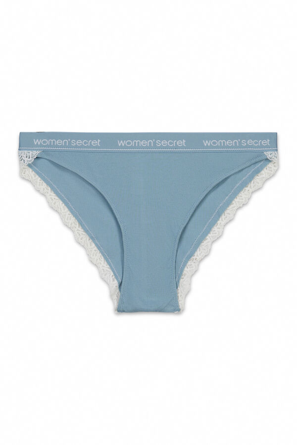 Women Secret Classic green ribbed cotton briefs