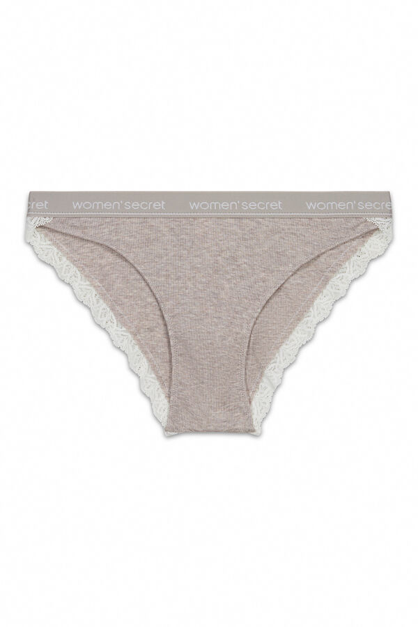 Women Secret Classic brown ribbed cotton briefs
