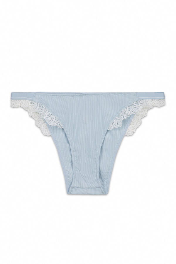 Women Secret Brazilian-style briefs with ribbed cotton straps, blue