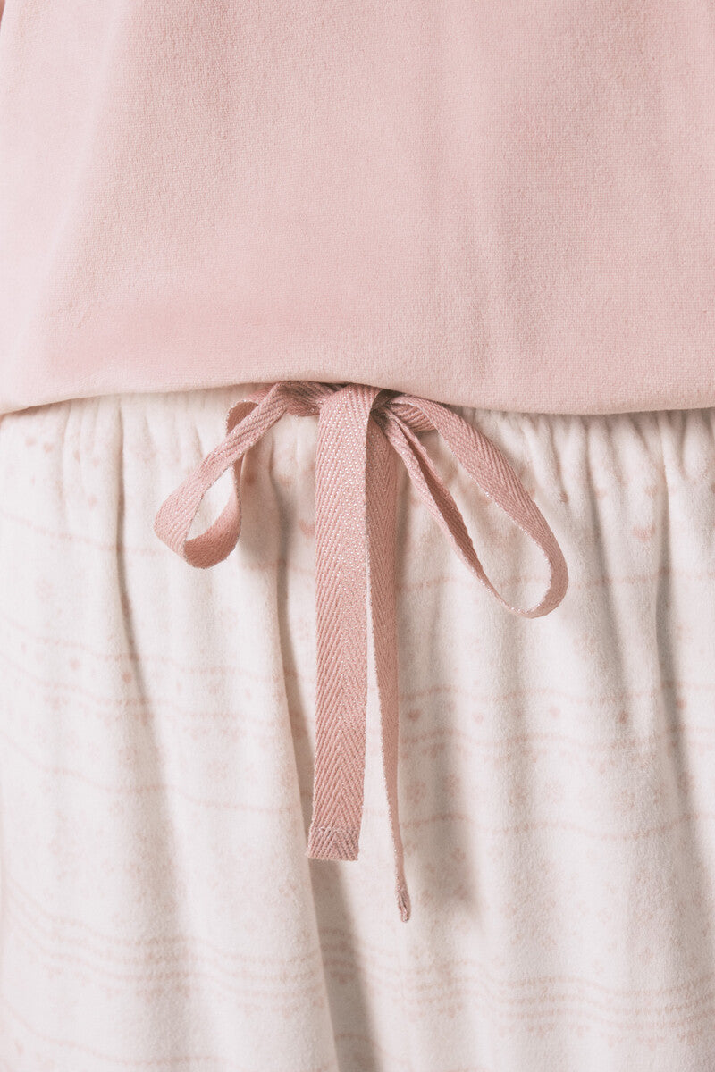 Women Secret Soft fleece long pajamas with pink trim