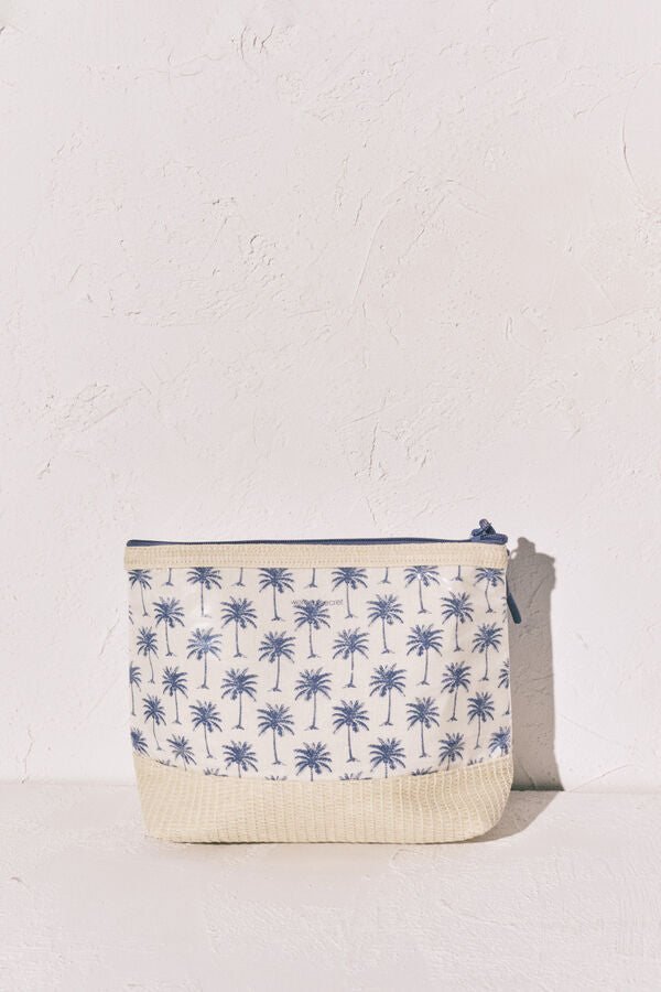 Women Secret Medium raffia toiletry bag with palm tree print