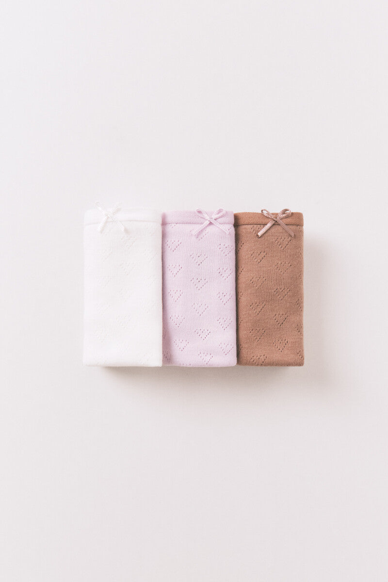Women Secret 3-pack classic ribbed cotton bow panties