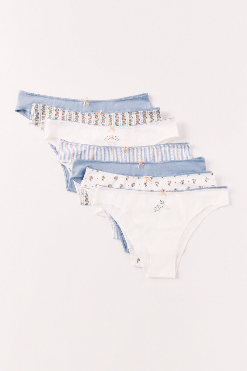 Women Secret Pack of 7 Brazilian panties, cotton mix print