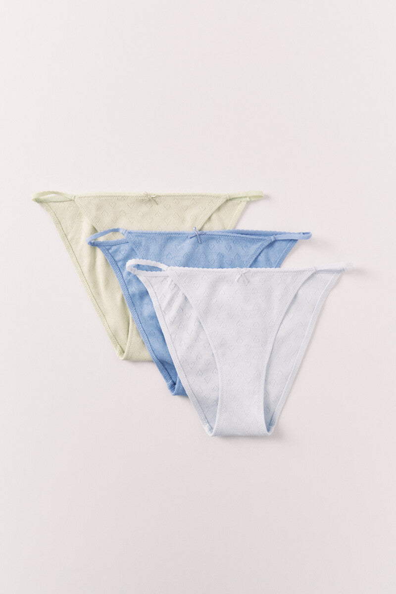 Women Secret Pack of 3 classic cotton briefs with heart print