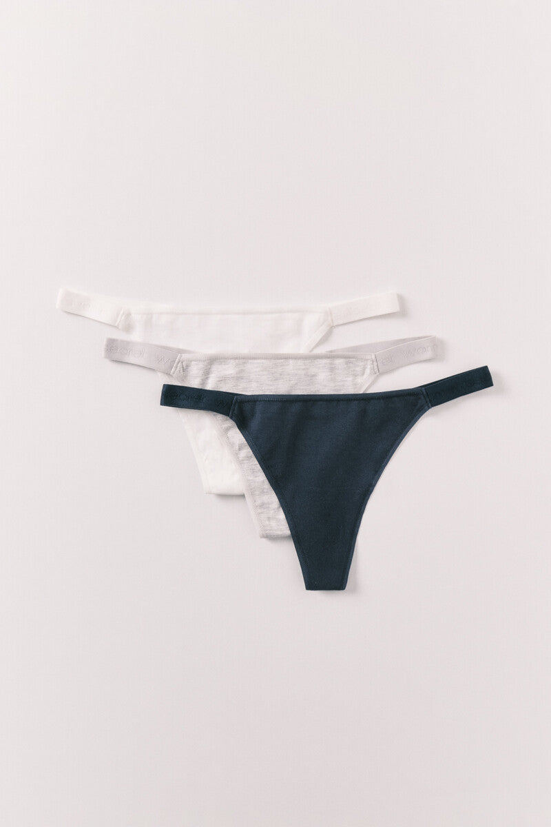 Women Secret Pack of 3 cotton thongs with logo