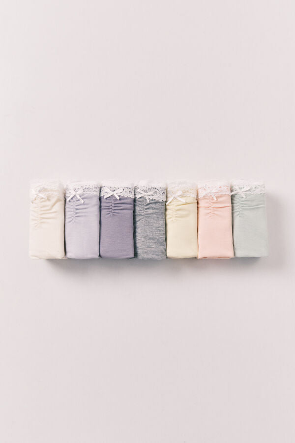 Women Secret Pack of 7 classic plain cotton lace panties