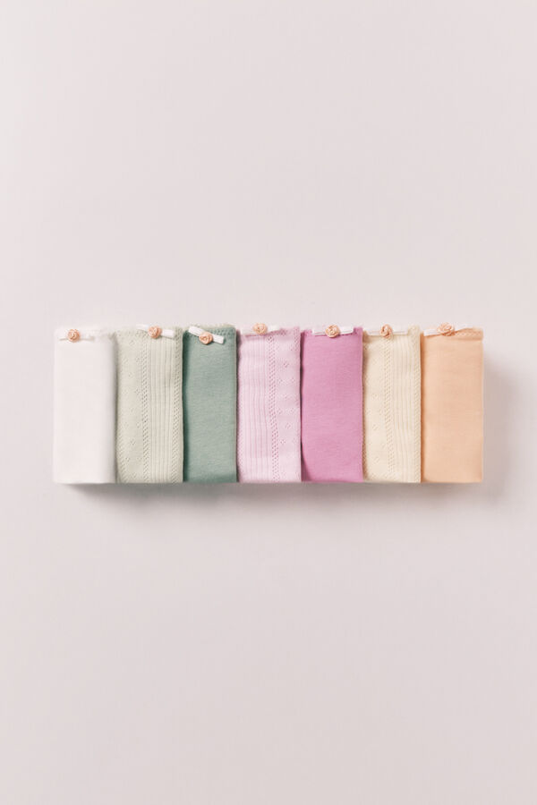 Women Secret Pack of 7 classic cotton pointelle panties in a mix of colors