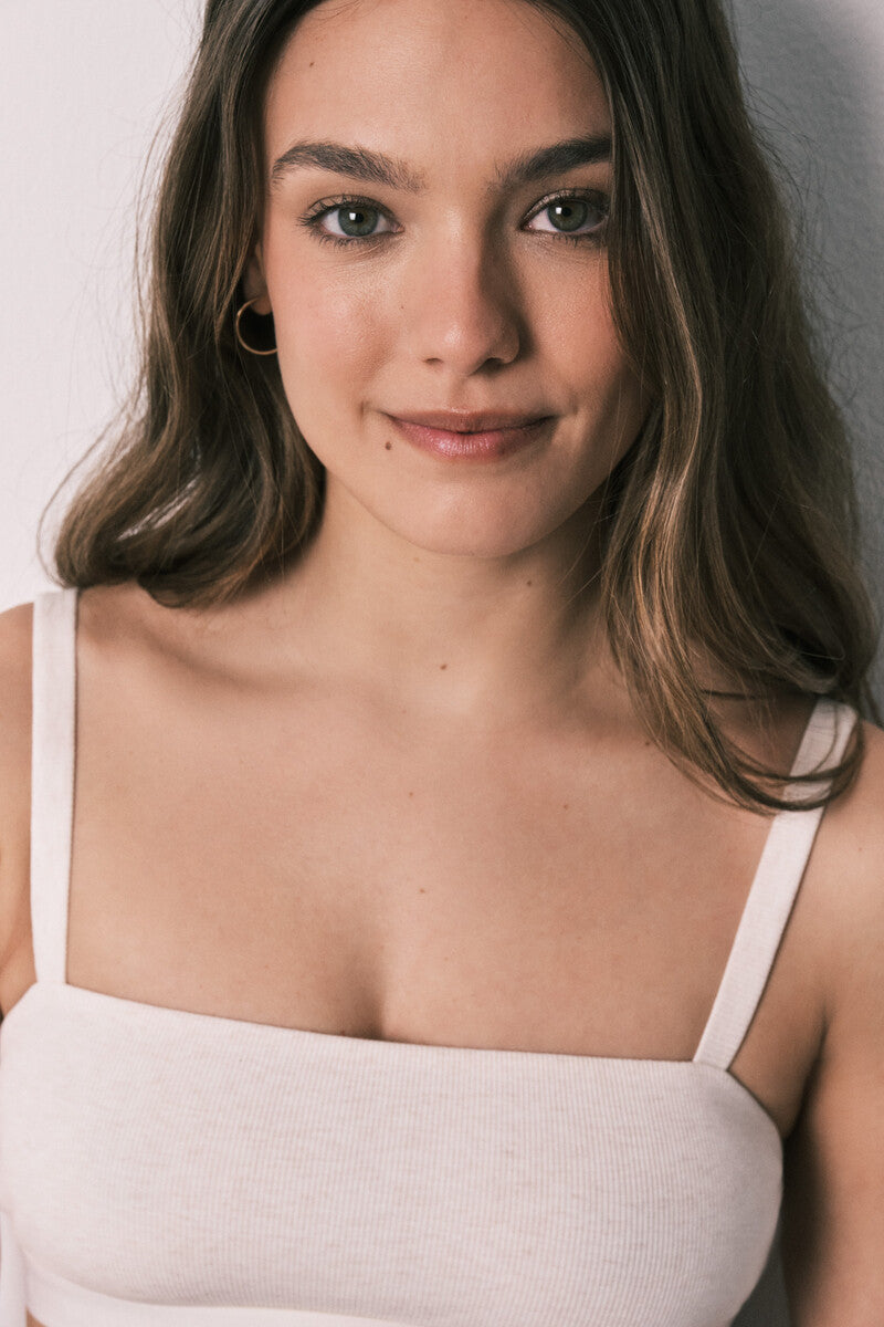 Women Secret Beige ribbed cotton top bra