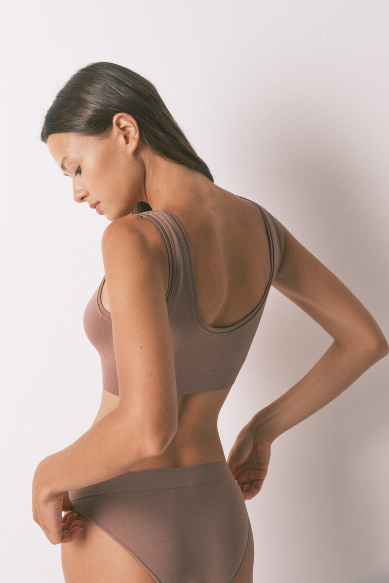 Women Secret LOVELY reversible seamless brown top