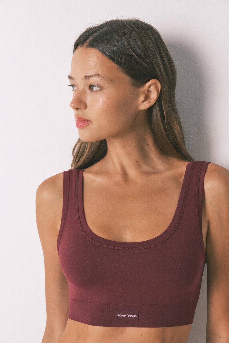 Women Secret LOVELY seamless reversible burgundy top