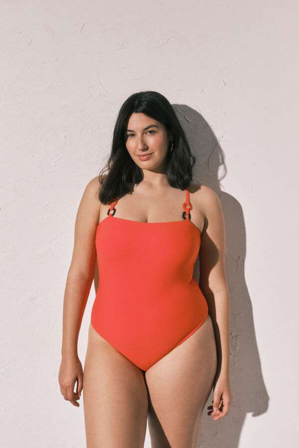 Women Secret Orange shaping swimsuit with straight neckline